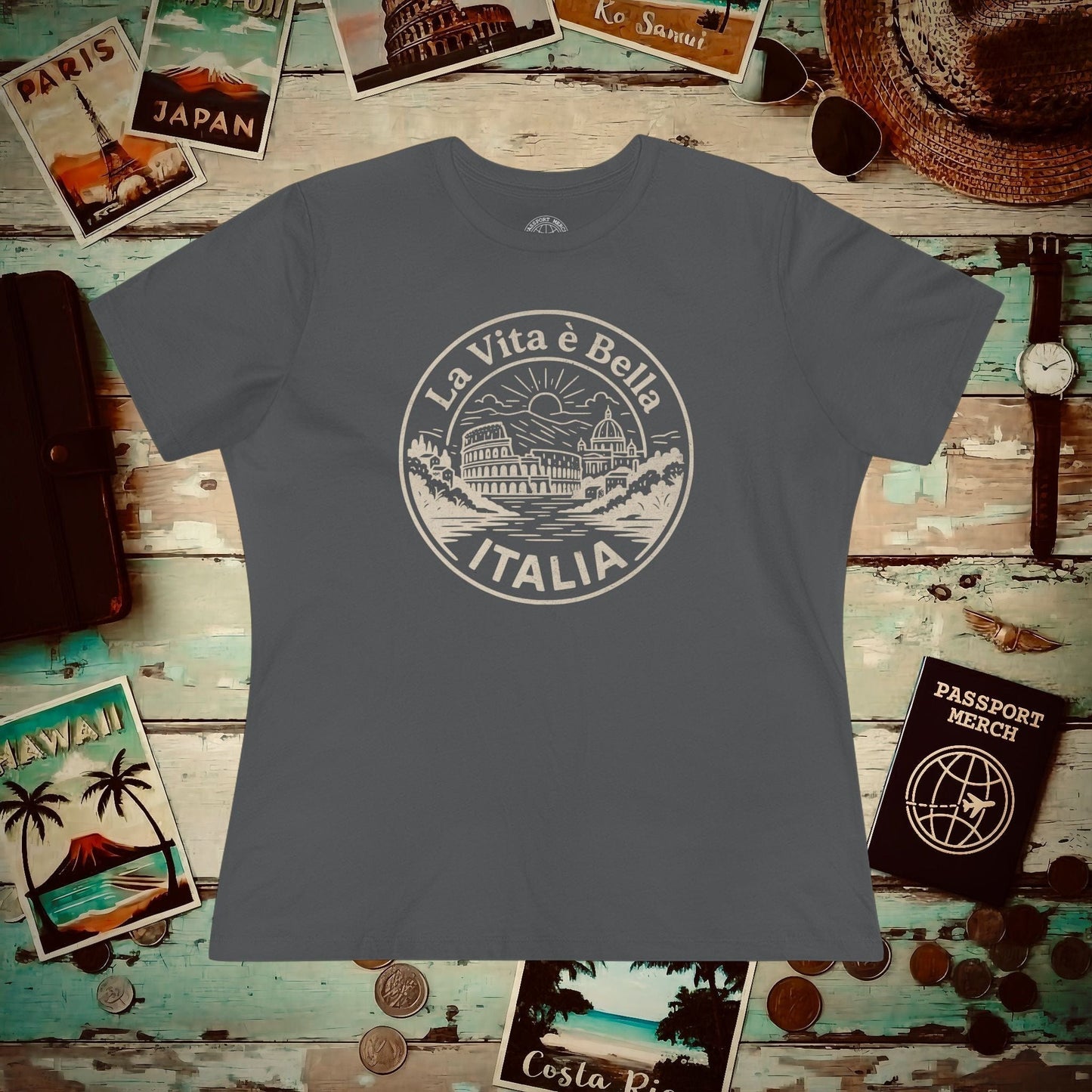La Vita è Bella, Italy, Womens Fit T-Shirt Asphalt / S