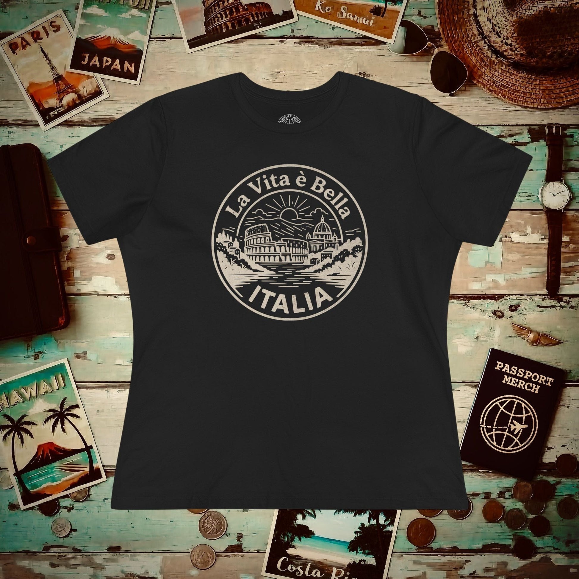 La Vita è Bella, Italy, Womens Fit T-Shirt Black / S