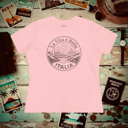 La Vita è Bella, Italy, Womens Fit T-Shirt Pink / S