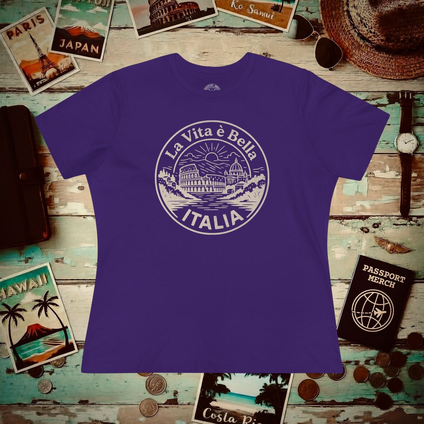 La Vita è Bella, Italy, Womens Fit T-Shirt Team Purple / S