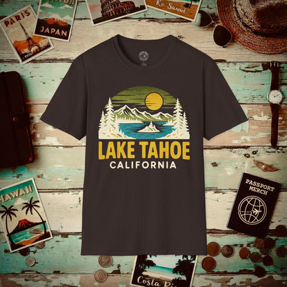 Lake Tahoe, California - 80's Vintage T-Shirt Dark Chocolate / S