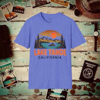Lake Tahoe, California - 80's Vintage T-Shirt Heather Royal / S
