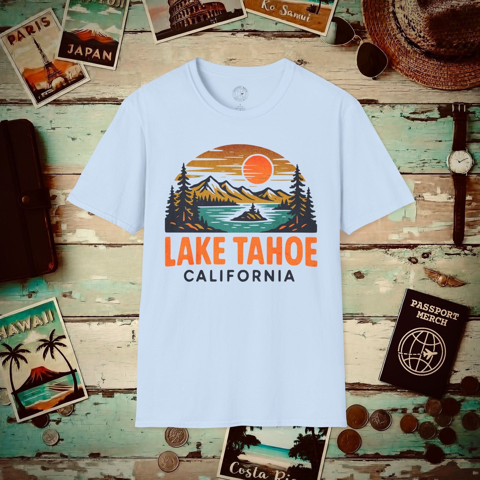Lake Tahoe, California - 80's Vintage T-Shirt Light Blue / S