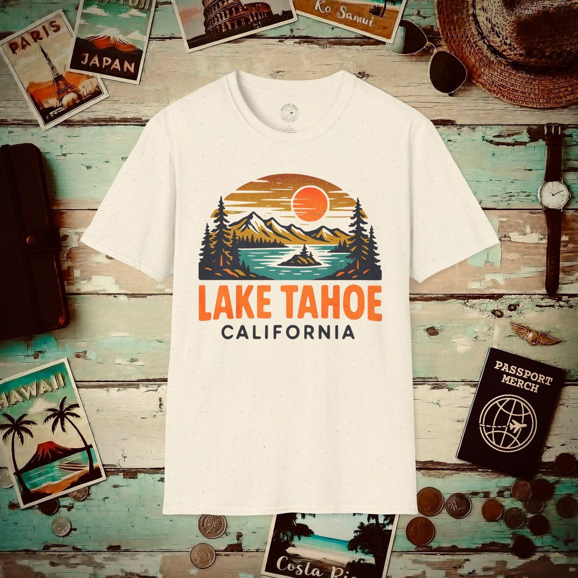 Lake Tahoe, California - 80's Vintage T-Shirt Natural / S