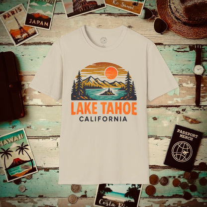 Lake Tahoe, California - 80's Vintage T-Shirt Sand / S