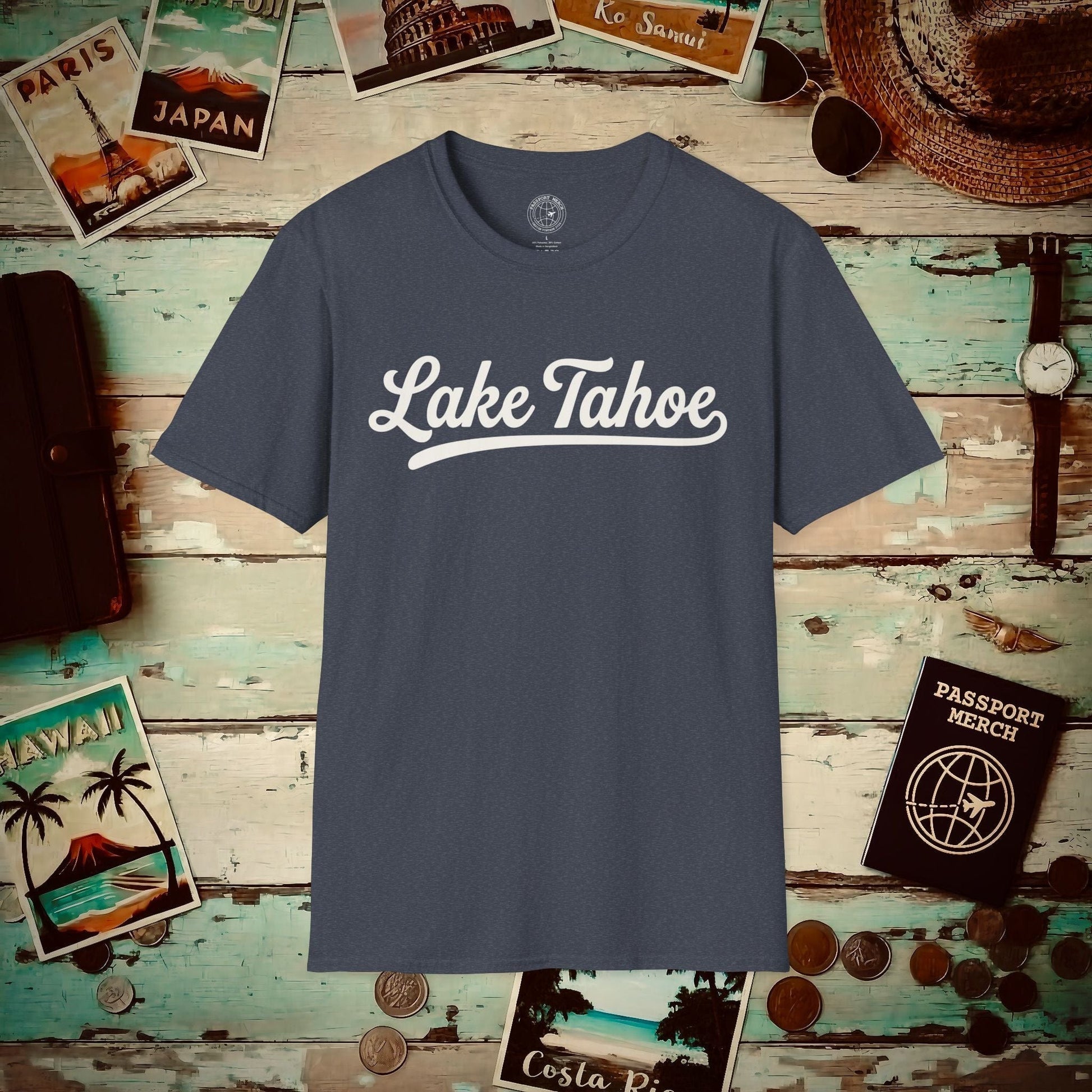 Lake Tahoe, California (League Series) T-Shirt Heather Navy / S