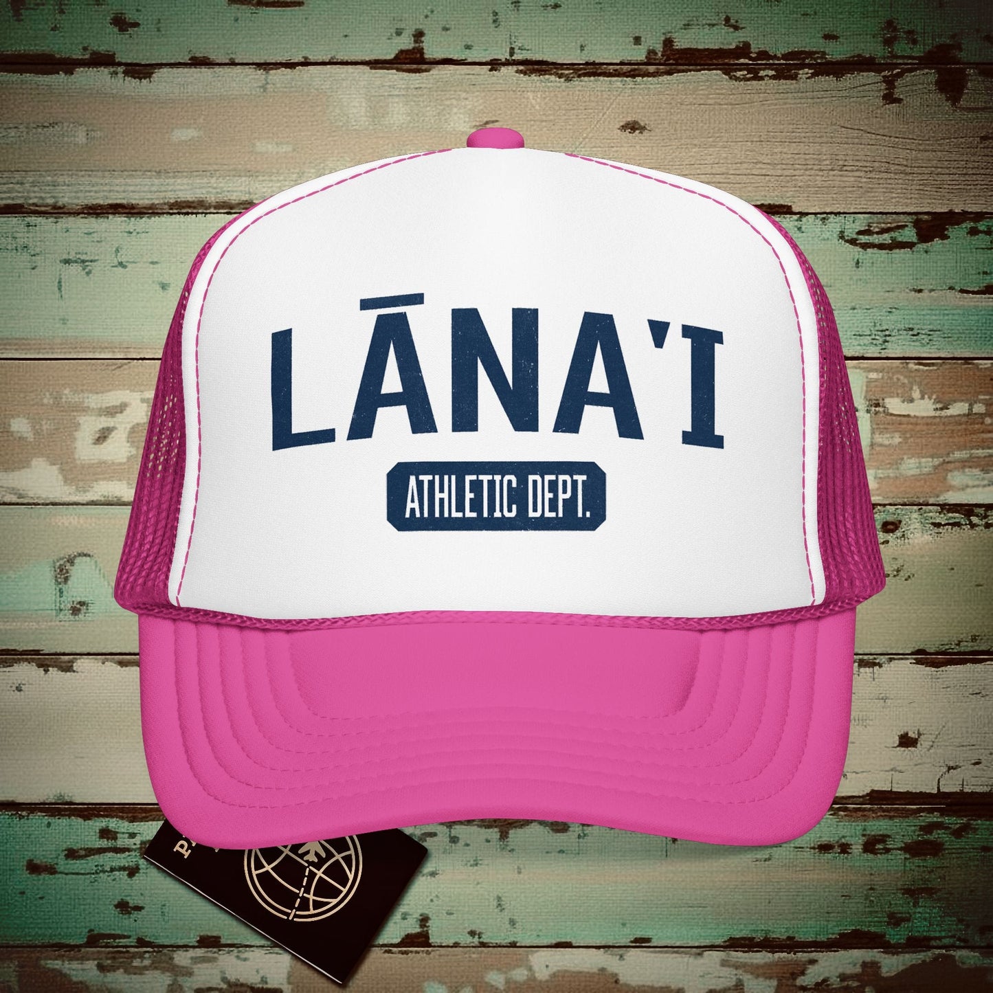 Lanai Athletic Dept. Hawaii Trucker Hat Hot Pink/ White/ Hot Pink / One size