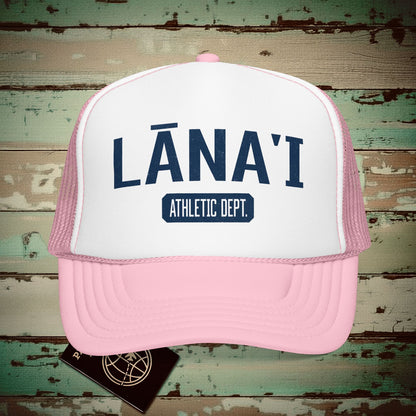 Lanai Athletic Dept. Hawaii Trucker Hat Light Pink/White / One size