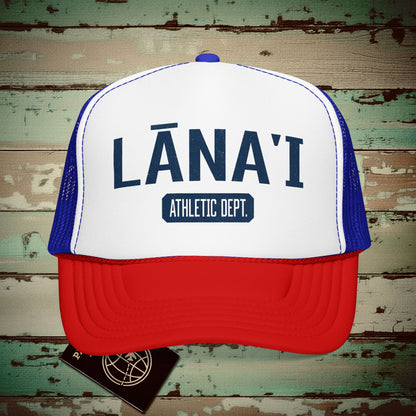 Lanai Athletic Dept. Hawaii Trucker Hat Red / White / Royal / One size