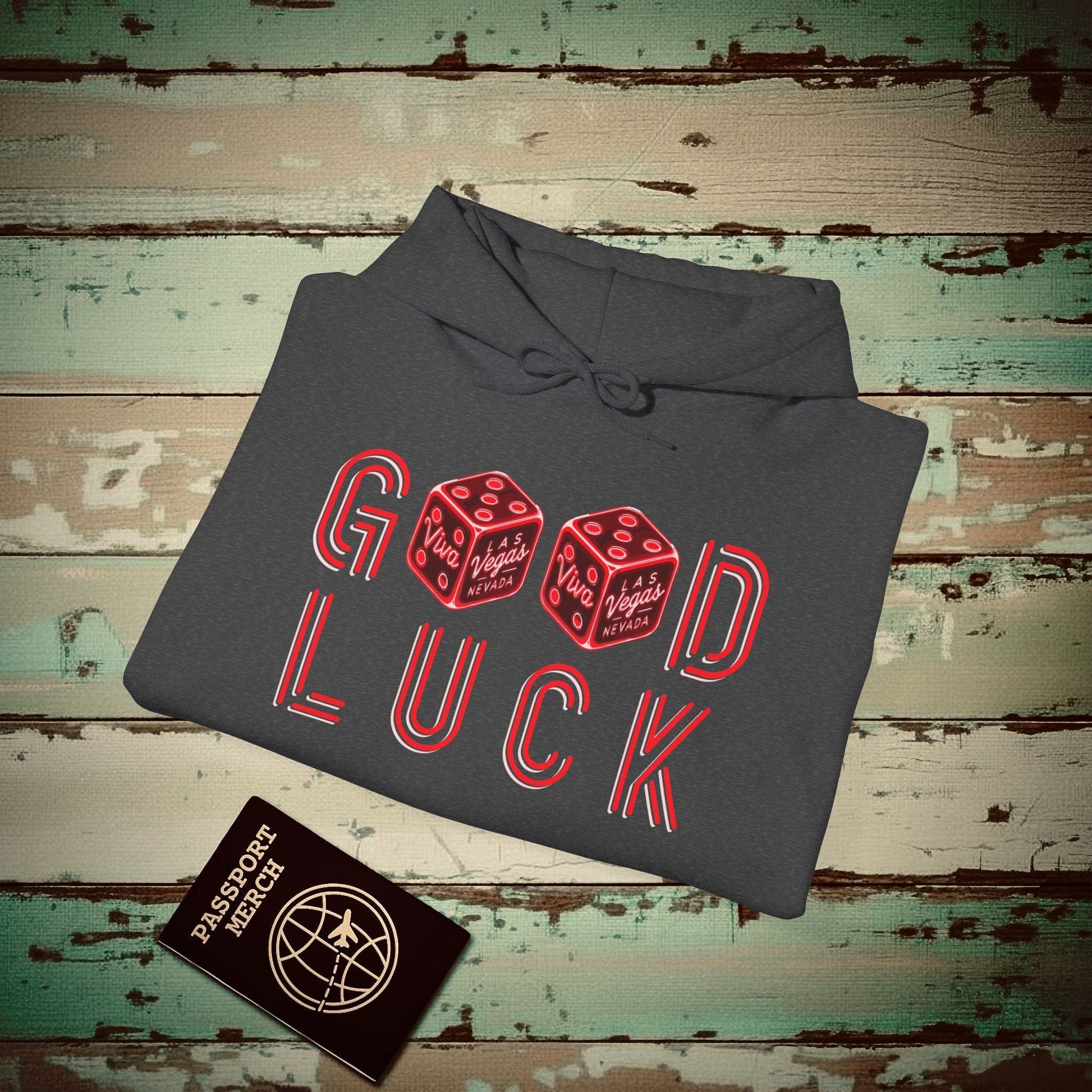 Las Vegas, Nevada, Good Luck Hoodie Dark Heather / S