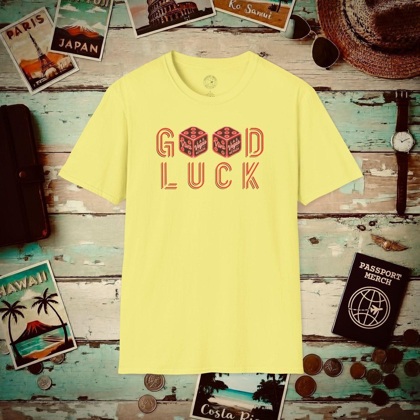 Las Vegas, Nevada, Good Luck T-Shirt Cornsilk / S