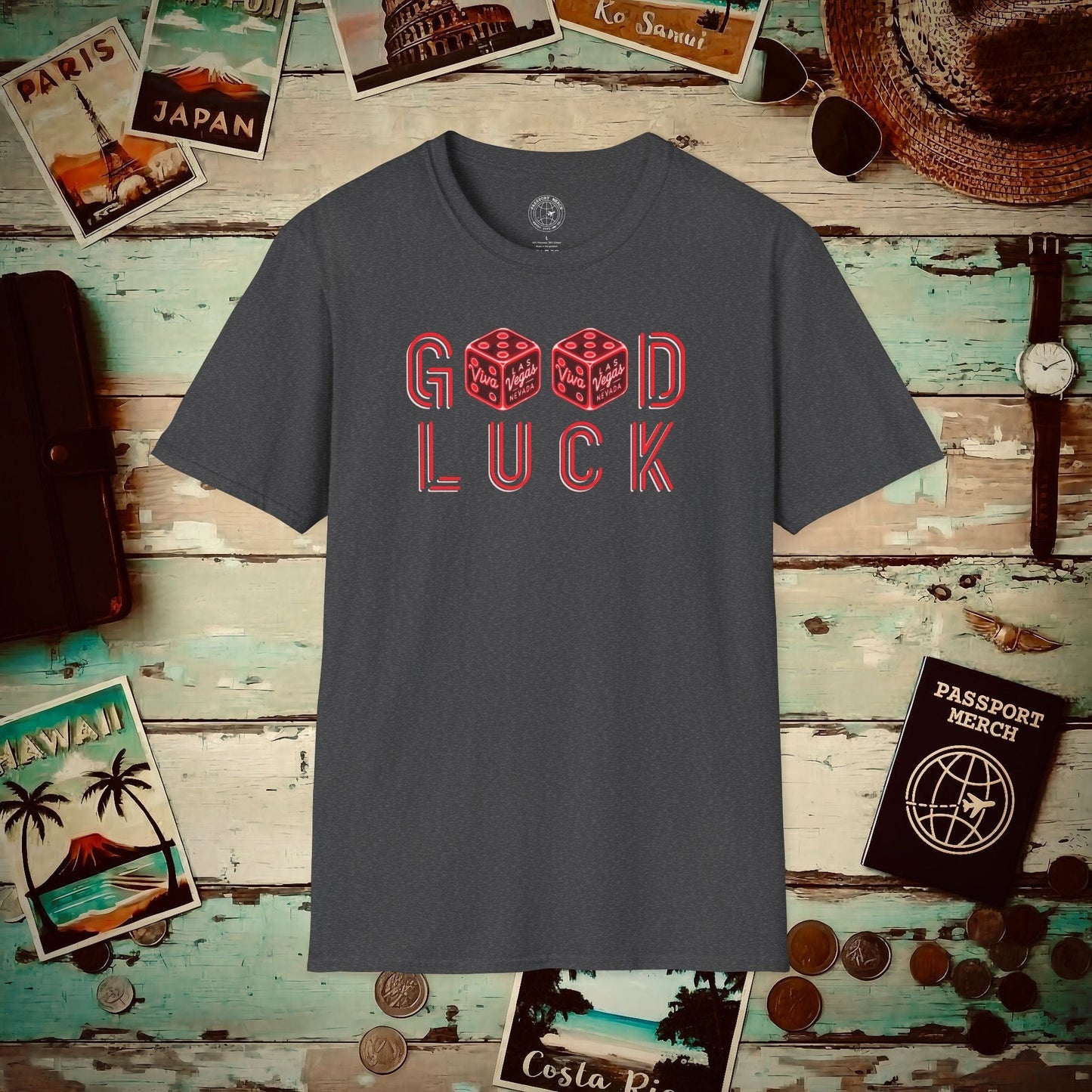 Las Vegas, Nevada, Good Luck T-Shirt Dark Heather / S