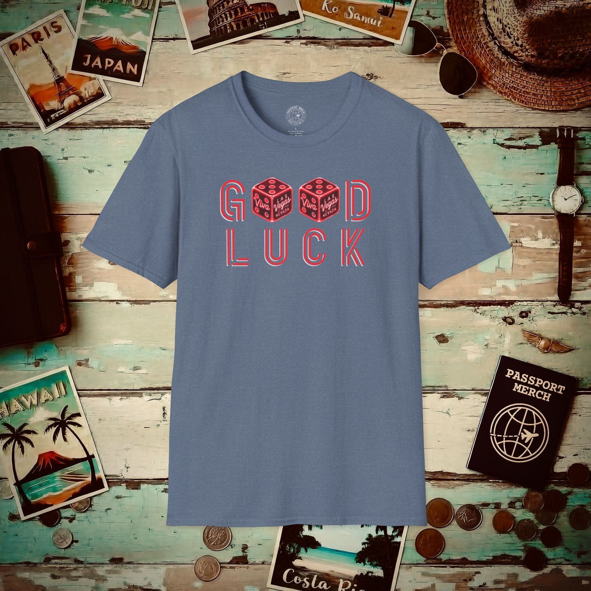 Las Vegas, Nevada, Good Luck T-Shirt Heather Indigo / S