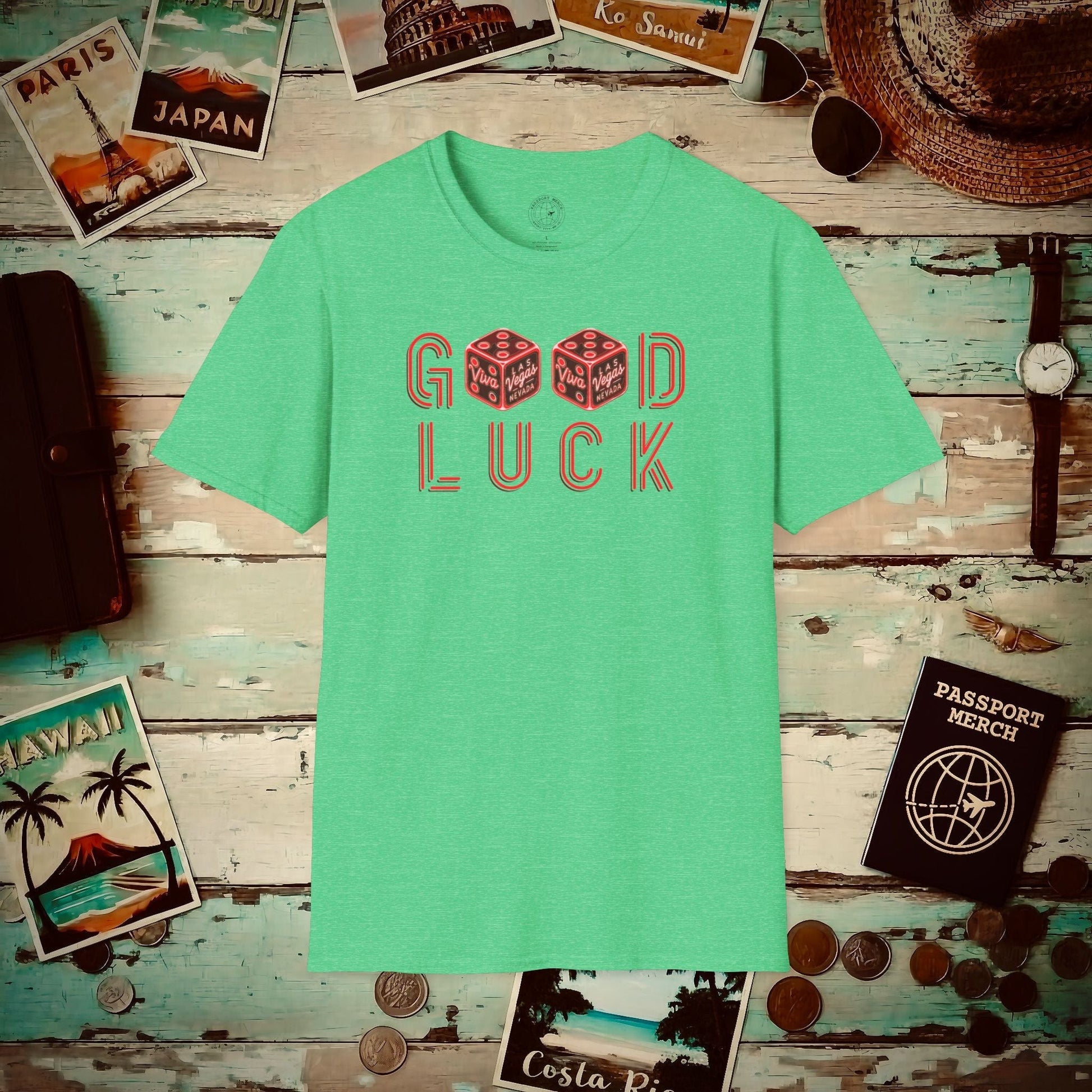 Las Vegas, Nevada, Good Luck T-Shirt Heather Irish Green / S