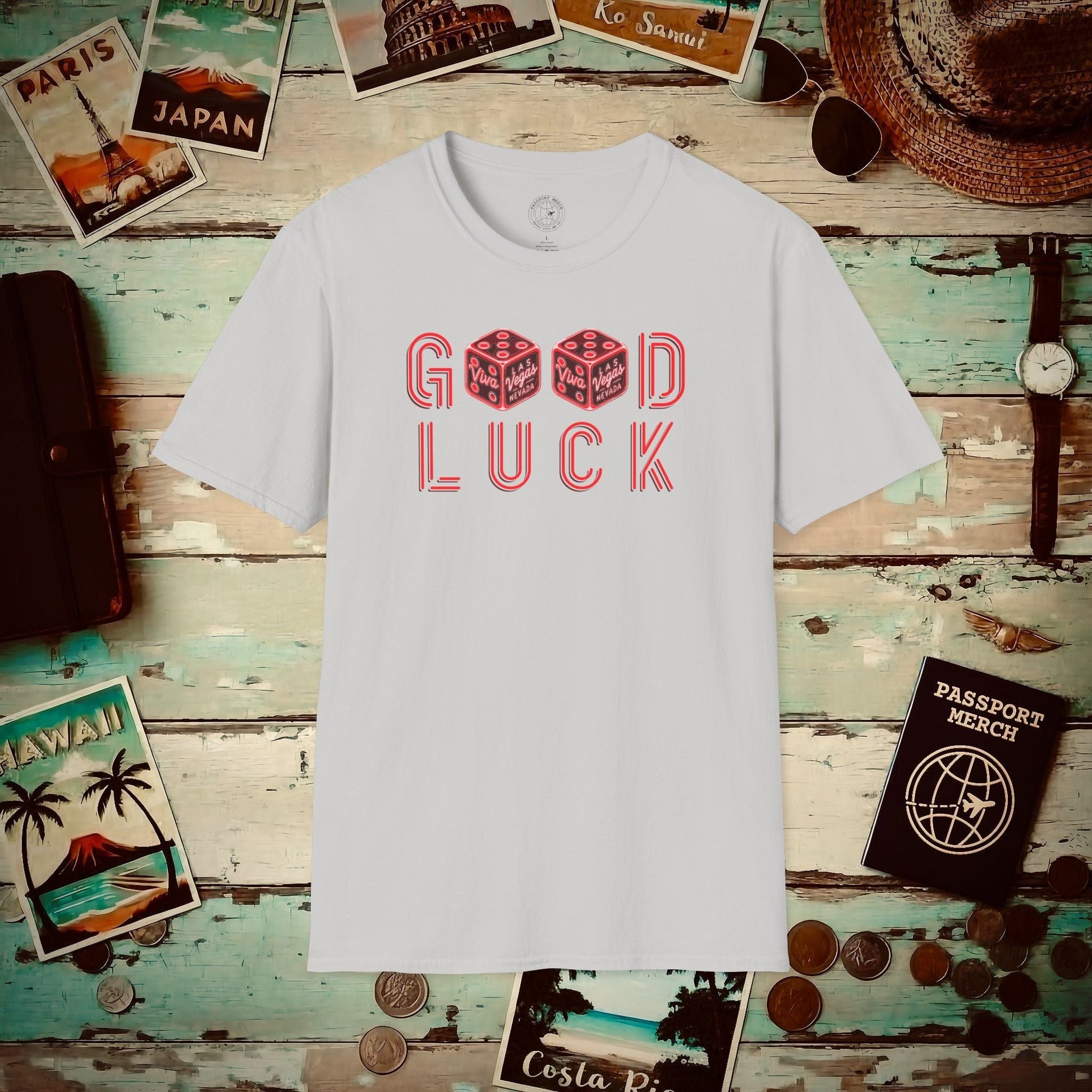 Las Vegas, Nevada, Good Luck T-Shirt Ice Grey / S