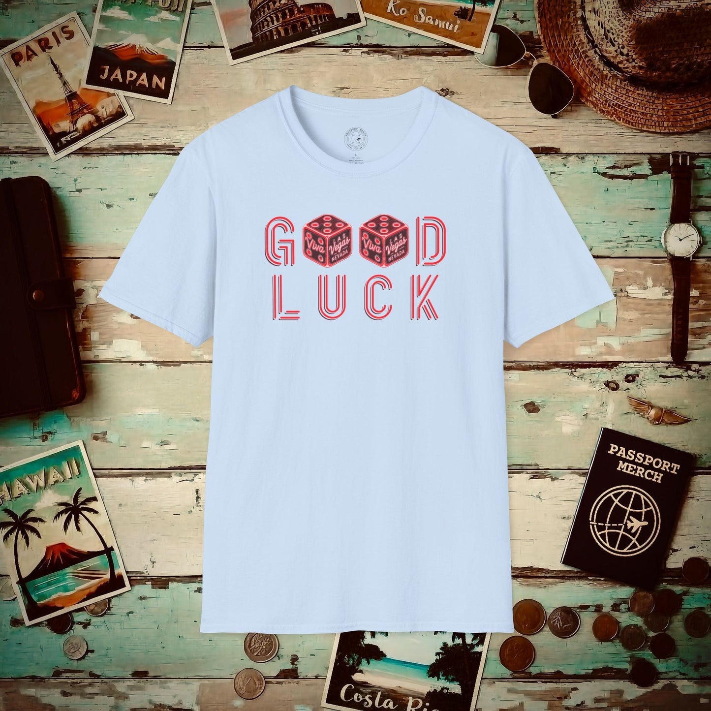 Las Vegas, Nevada, Good Luck T-Shirt Light Blue / S