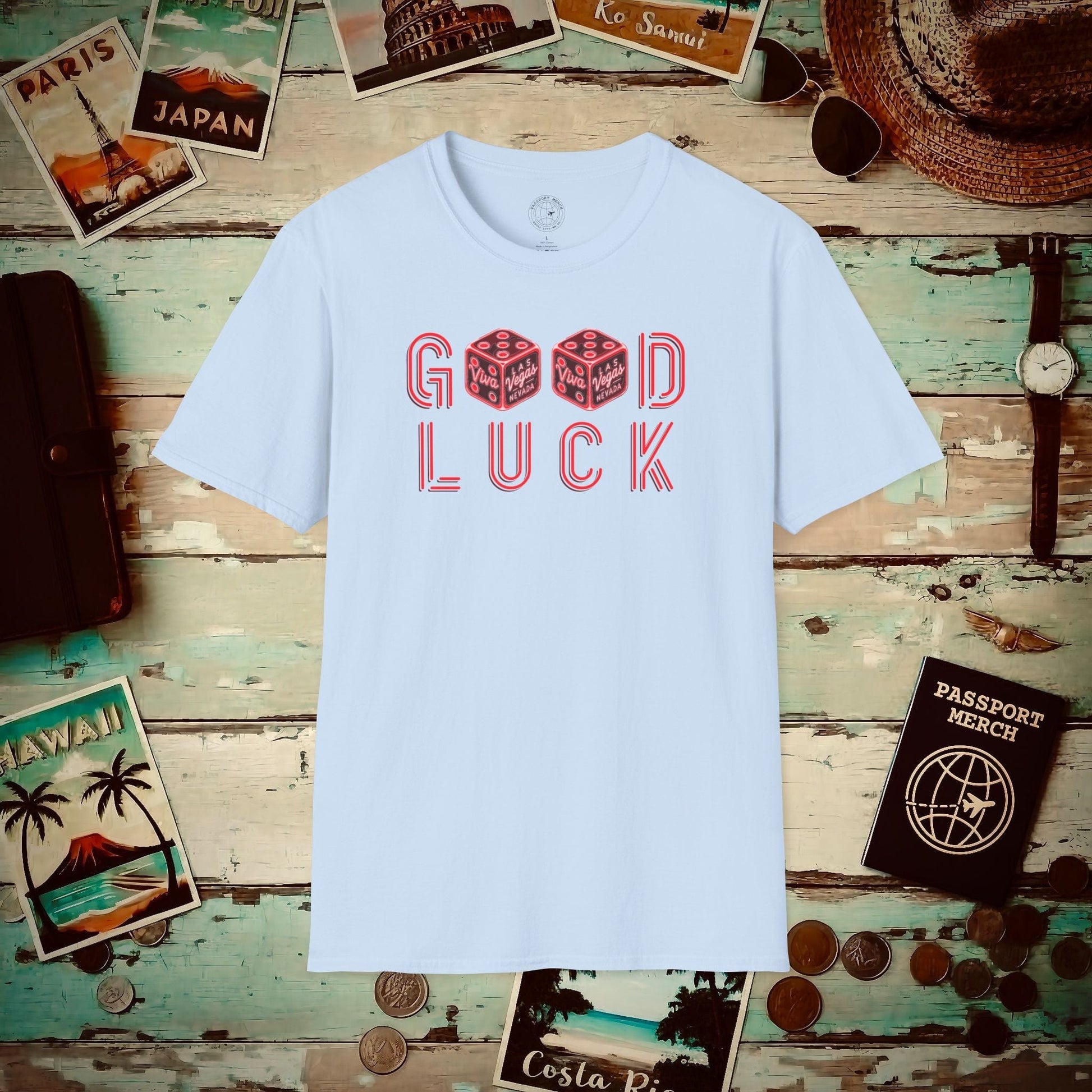 Las Vegas, Nevada, Good Luck T-Shirt Light Blue / S