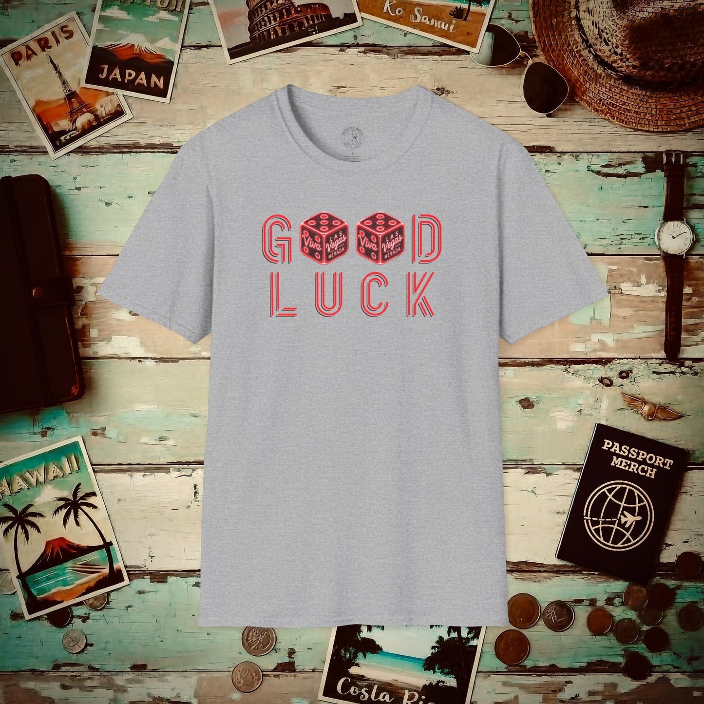 Las Vegas, Nevada, Good Luck T-Shirt Sport Grey / S