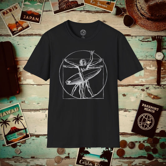 Leonardo da Shaka Vitruvian Man, Hawaii T-Shirt Black / S