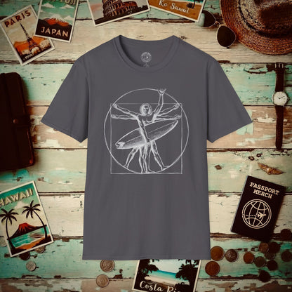 Leonardo da Shaka Vitruvian Man, Hawaii T-Shirt Charcoal / S
