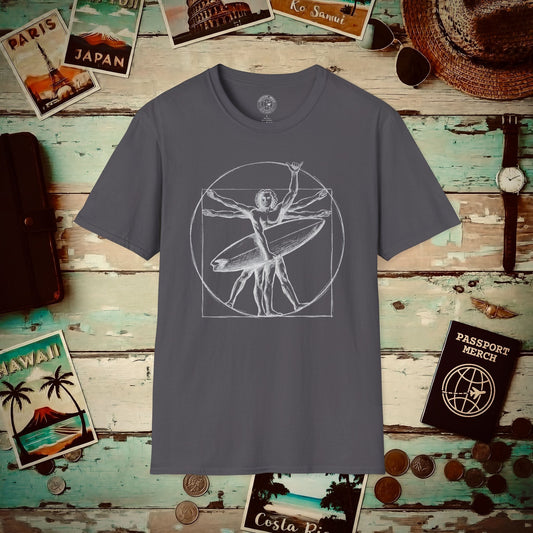 Leonardo da Shaka Vitruvian Man, Hawaii T-Shirt Charcoal / S