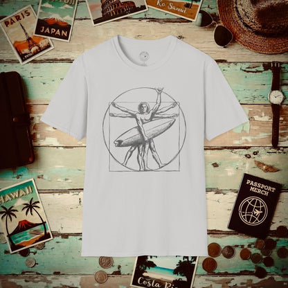 Leonardo da Shaka Vitruvian Man, Hawaii T-Shirt Ice Grey / S