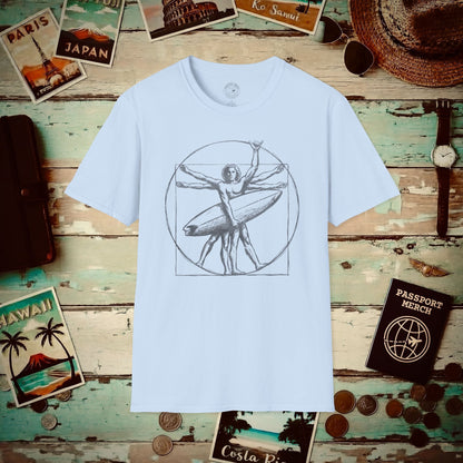 Leonardo da Shaka Vitruvian Man, Hawaii T-Shirt Light Blue / S