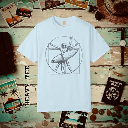 Leonardo da Shaka Vitruvian Surfer Man, Hawaii Heavy Tee Chambray / S