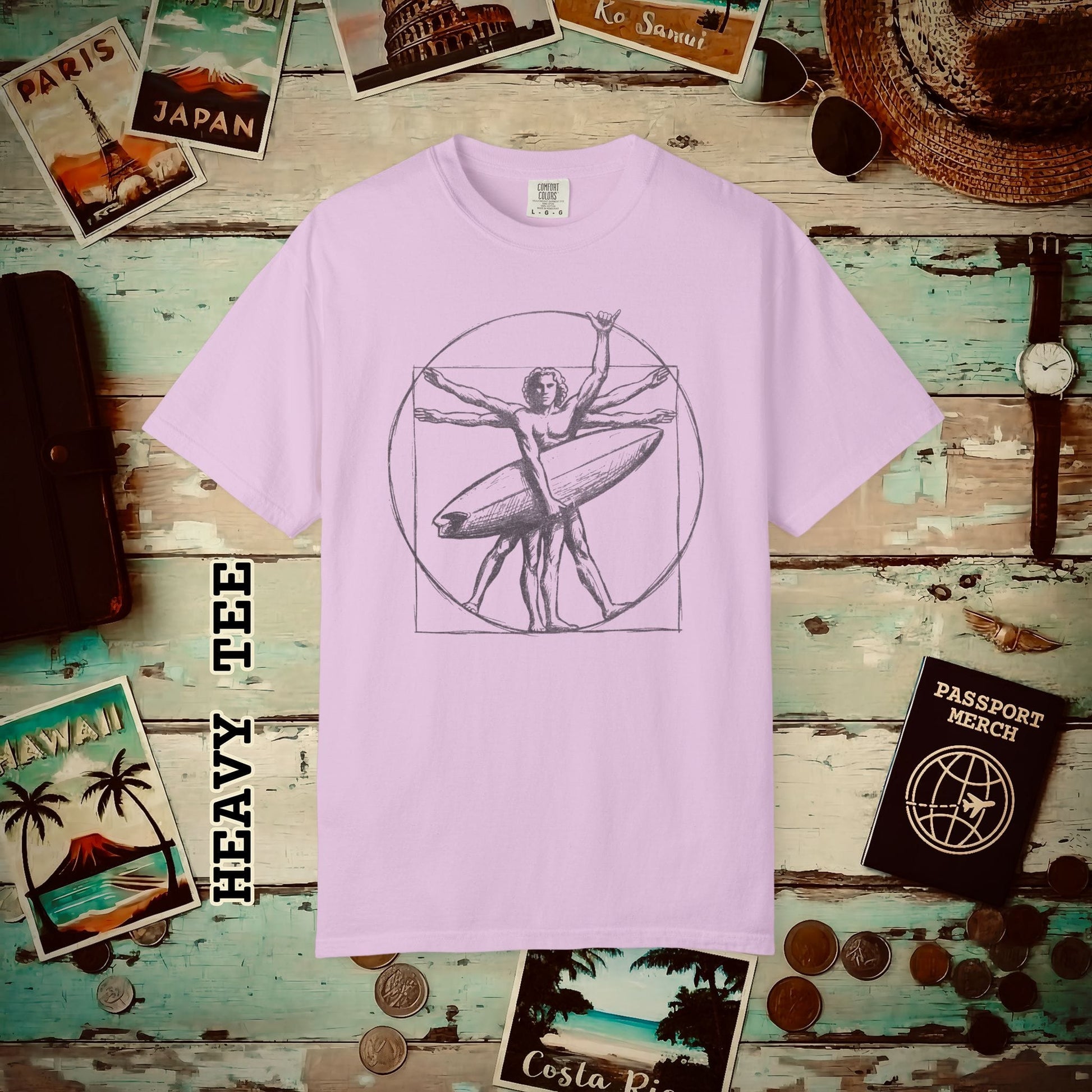Leonardo da Shaka Vitruvian Surfer Man, Hawaii Heavy Tee Orchid / S