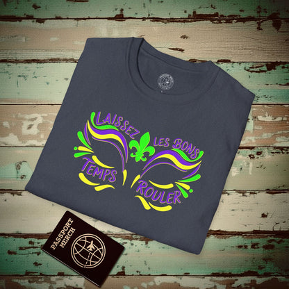 Les Bons Temps Mask, Louisiana T-Shirt Heather Navy / S