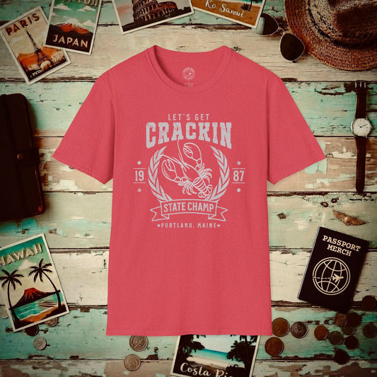 Let's Get Crackin Lobster State Champ, Maine T-Shirt Heather Red / S