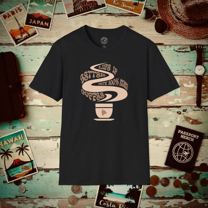 Life is better with 100% Kona Coffee, Hawaii T-Shirt Black / S