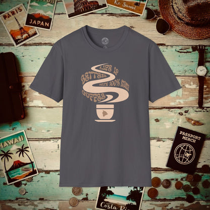 Life is better with 100% Kona Coffee, Hawaii T-Shirt Charcoal / S