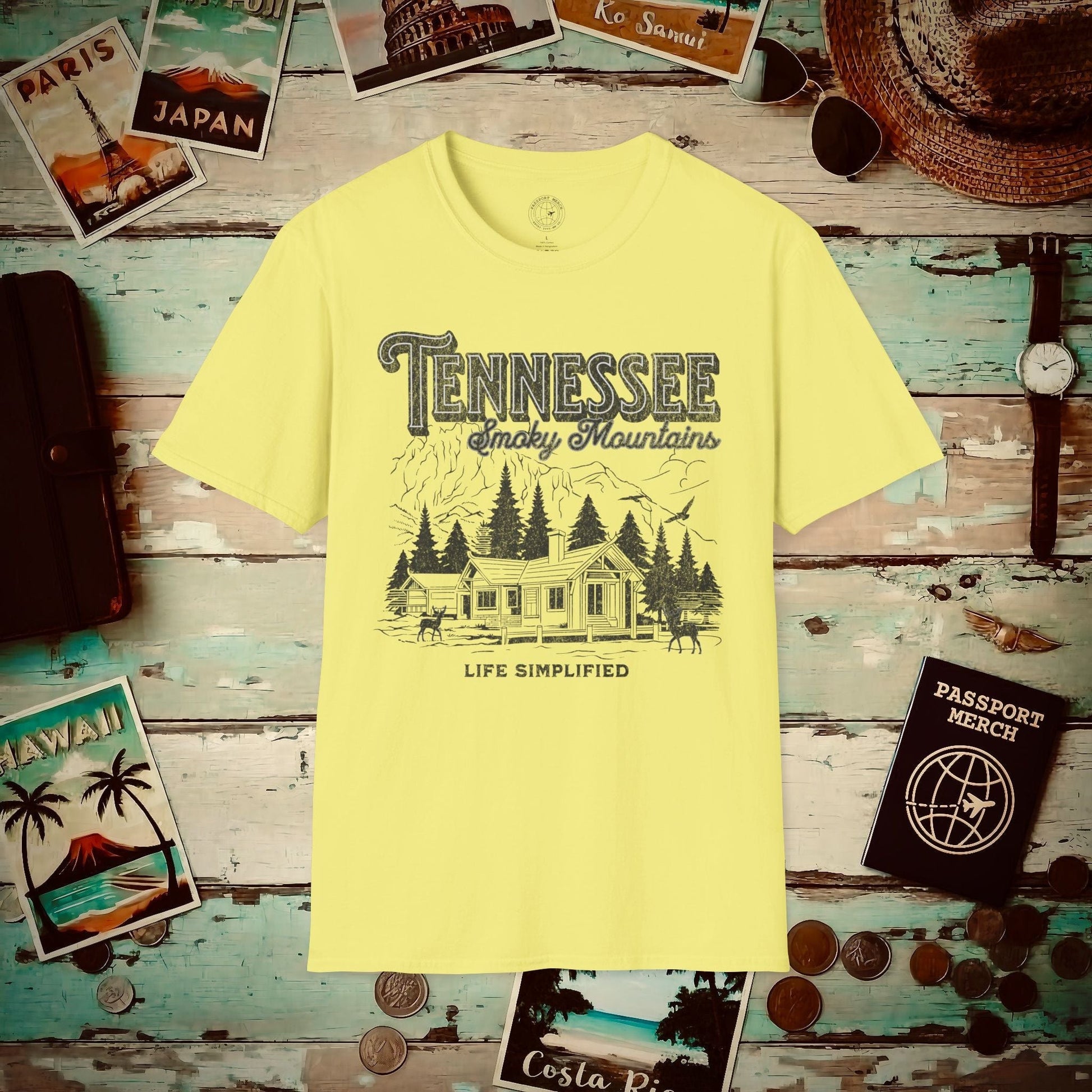 Life Simplified, Smoky Mountains Tennessee T-Shirt Cornsilk / S