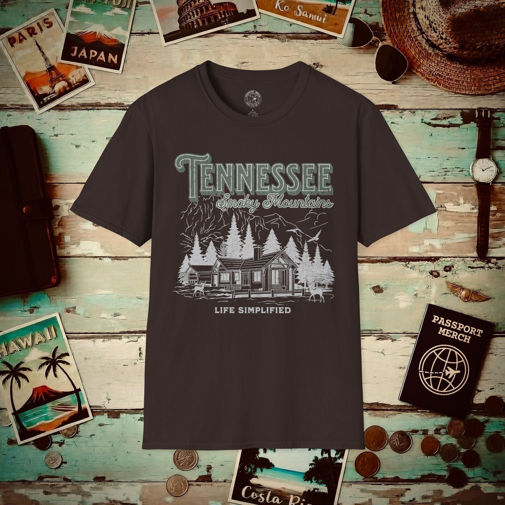 Life Simplified, Smoky Mountains Tennessee T-Shirt Dark Chocolate / S