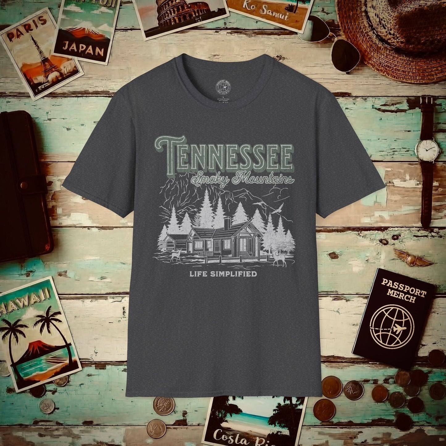Life Simplified, Smoky Mountains Tennessee T-Shirt Dark Heather / S