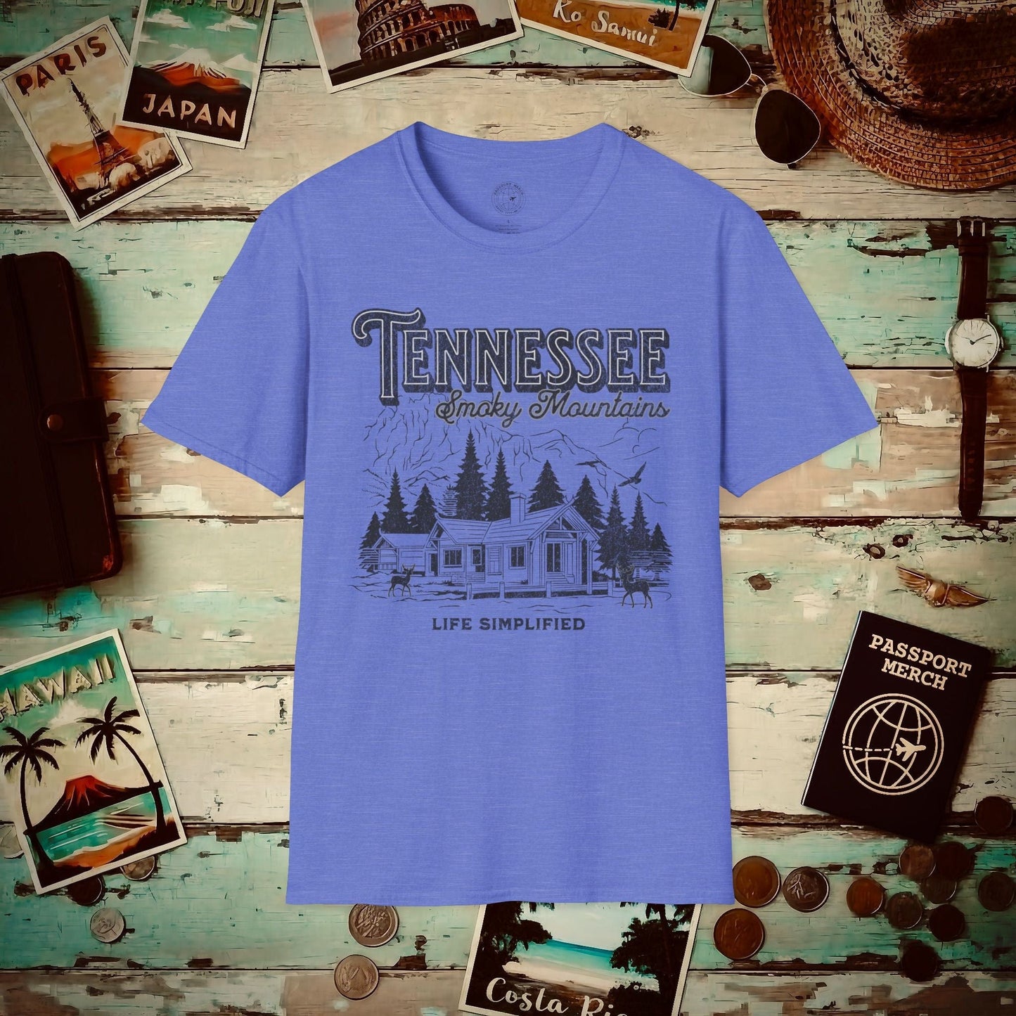 Life Simplified, Smoky Mountains Tennessee T-Shirt Heather Royal / S