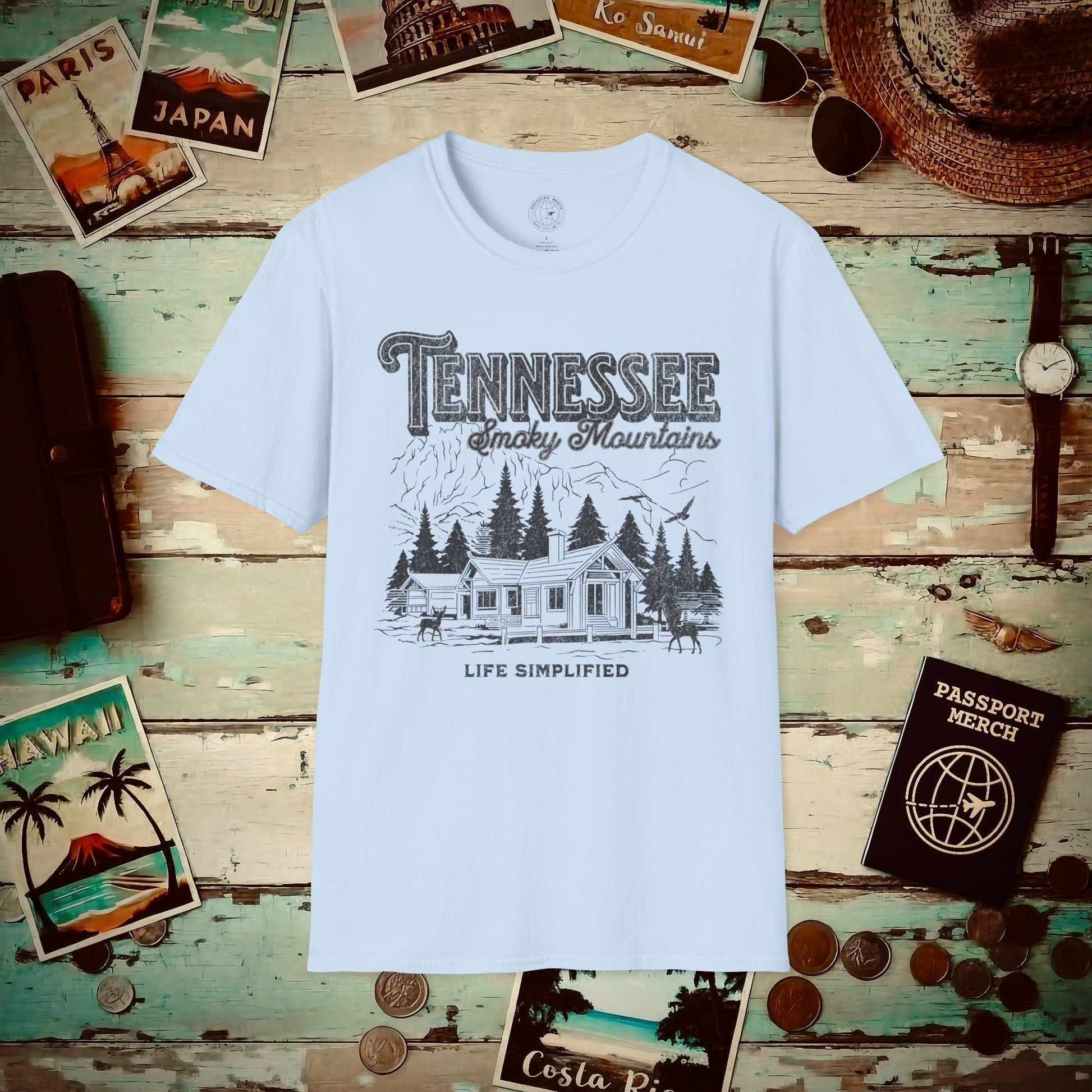 Life Simplified, Smoky Mountains Tennessee T-Shirt Light Blue / S
