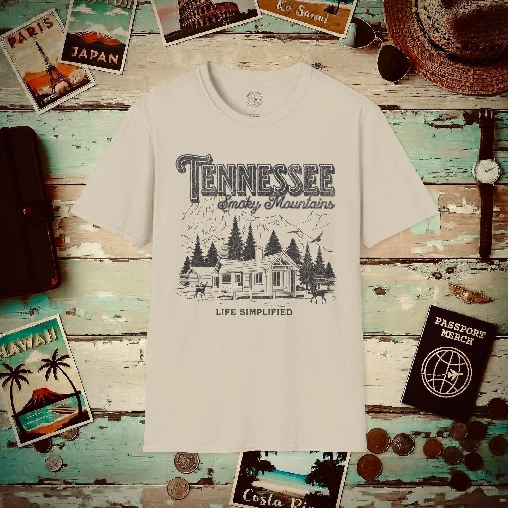Life Simplified, Smoky Mountains Tennessee T-Shirt Sand / S