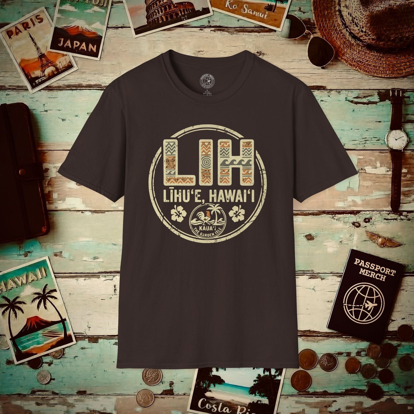 LIH, Lihue, Hawaii Vintage Airport Code T-Shirt Dark Chocolate / S