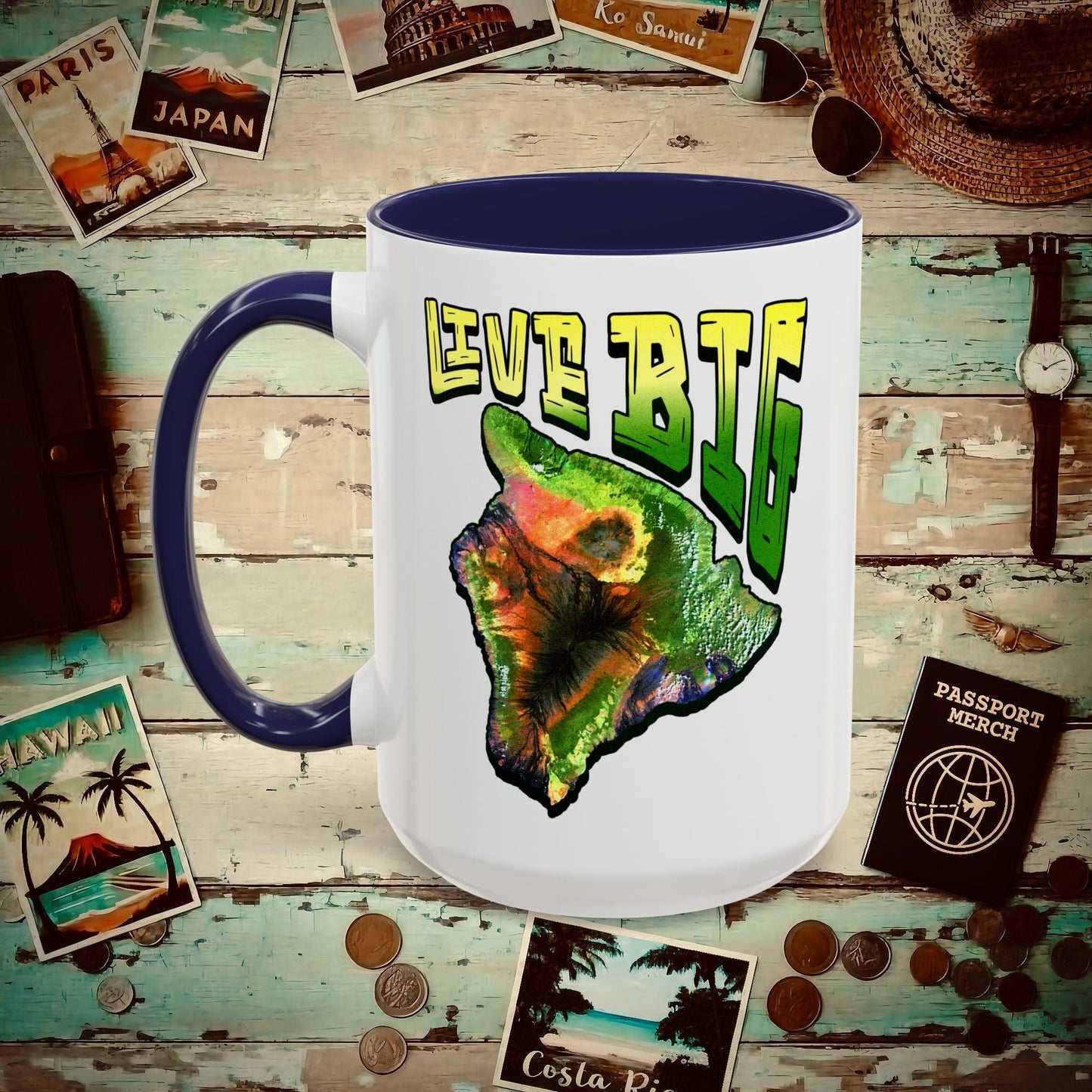 Live BIG (Island), Hawaii 15oz Mug Navy / 15oz