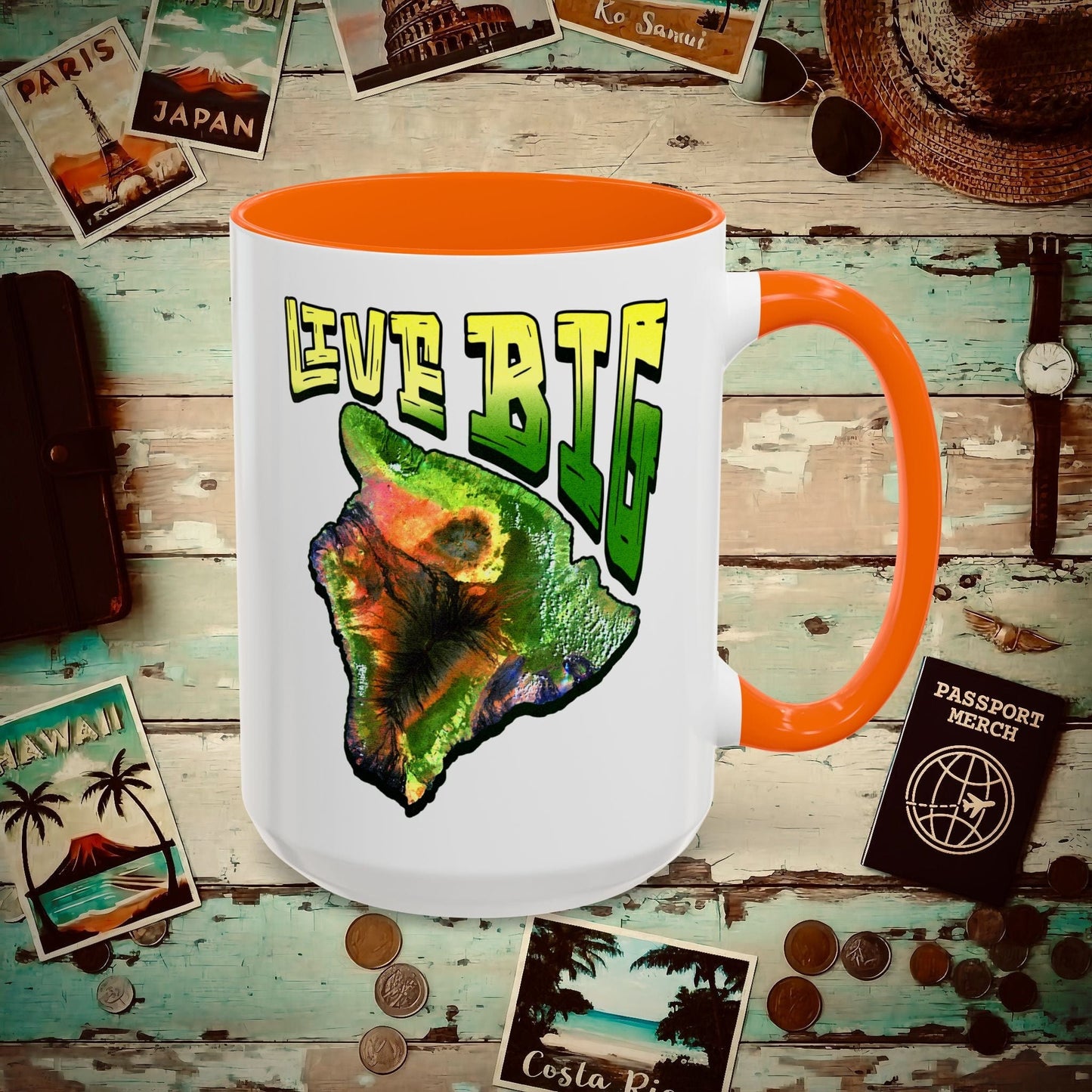 Live BIG (Island), Hawaii 15oz Mug Orange / 15oz