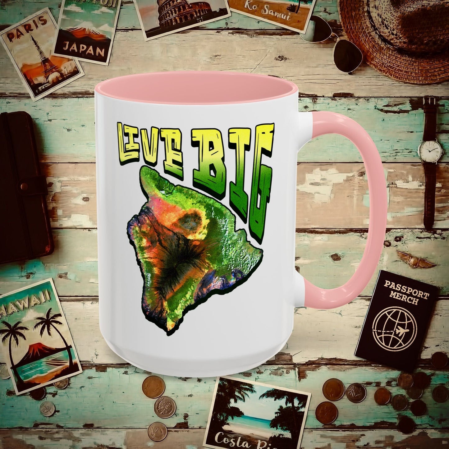 Live BIG (Island), Hawaii 15oz Mug Pink / 15oz