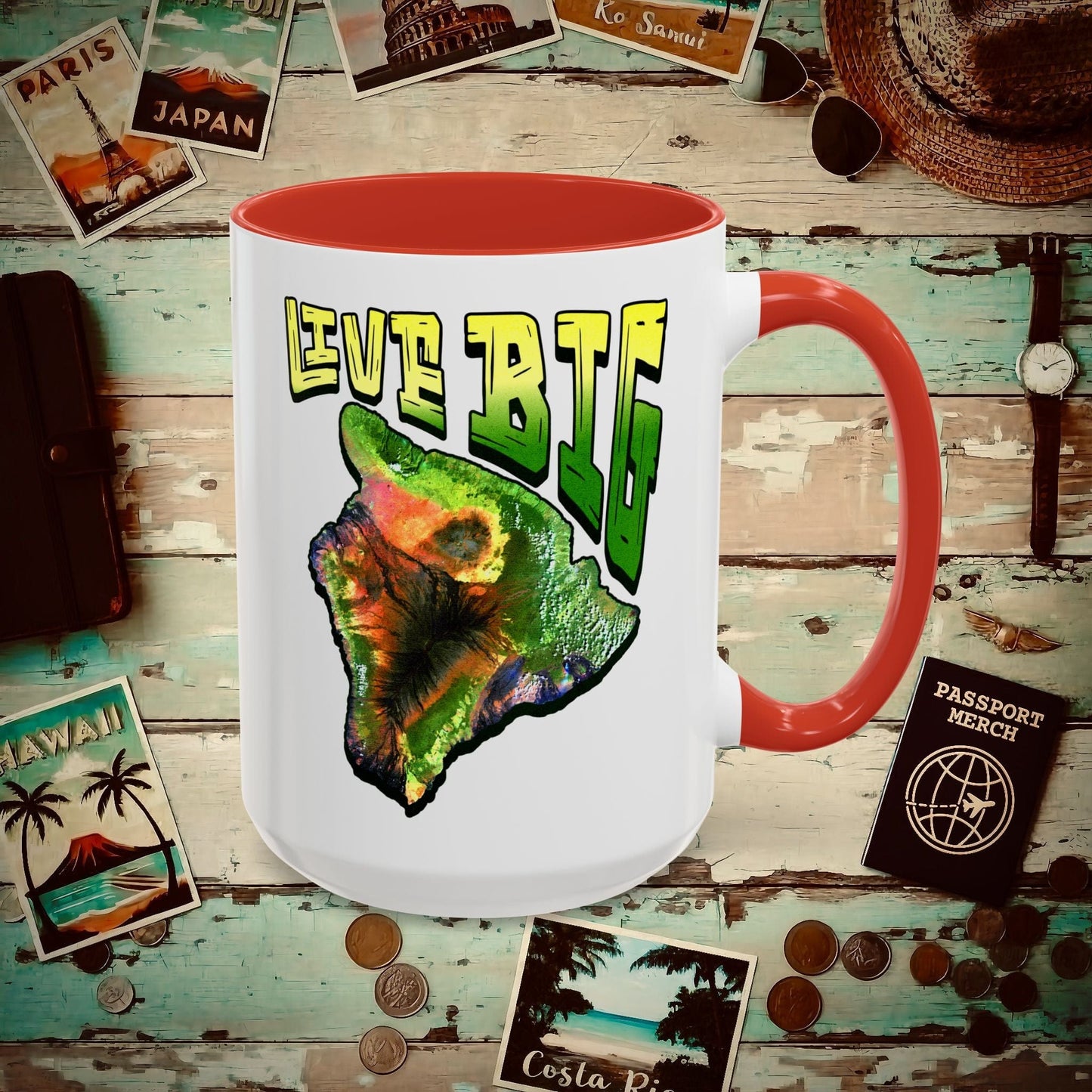 Live BIG (Island), Hawaii 15oz Mug Red / 15oz