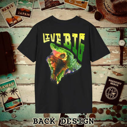 Live BIG (Island), Hawaii, Back Print T-Shirt Black / S