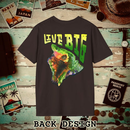 Live BIG (Island), Hawaii, Back Print T-Shirt Dark Chocolate / S