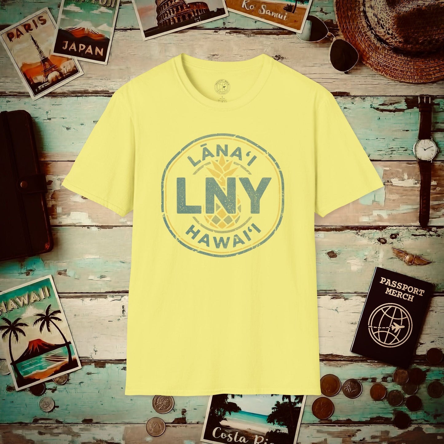 LNY, Lanai, Hawaii Vintage Airport Code T-Shirt Cornsilk / S