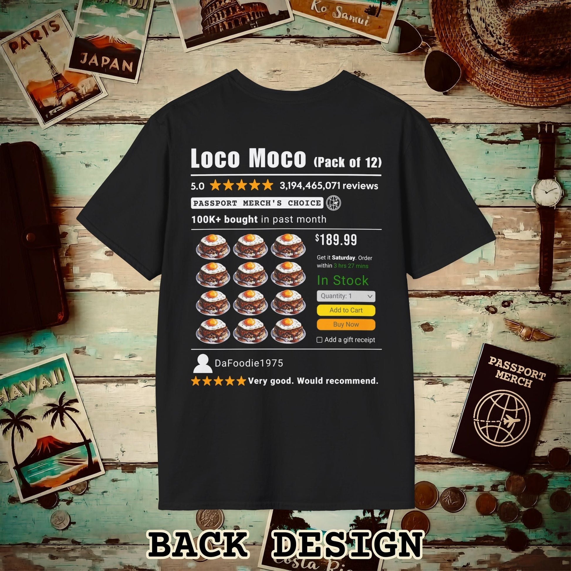Loco Moco (5-Star Buy Now Edition), Hawaii, Back Print T-Shirt Black / S