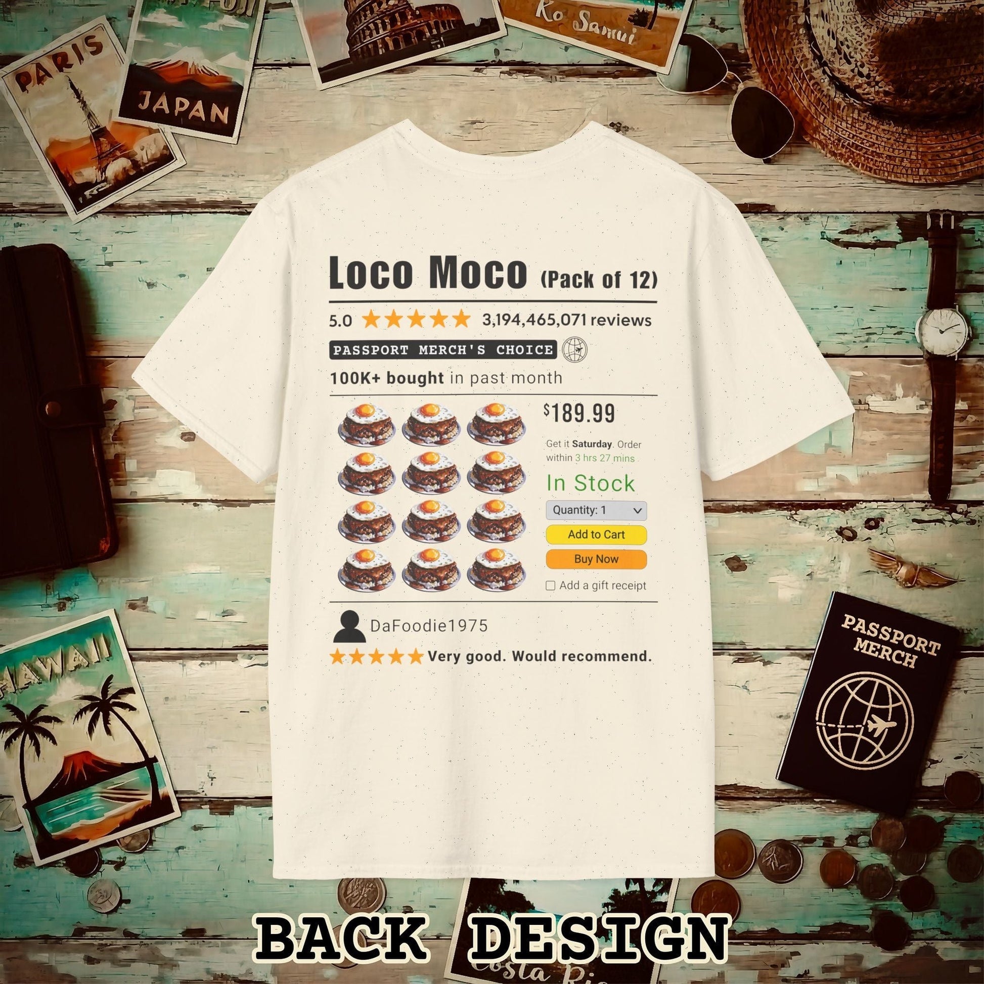 Loco Moco (5-Star Buy Now Edition), Hawaii, Back Print T-Shirt Natural / S