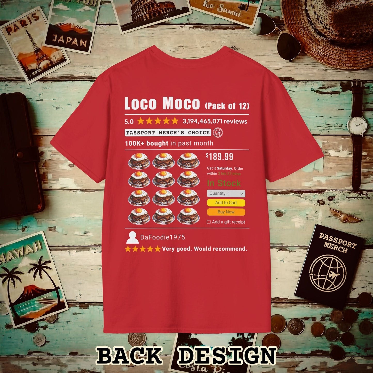 Loco Moco (5-Star Buy Now Edition), Hawaii, Back Print T-Shirt Red / S
